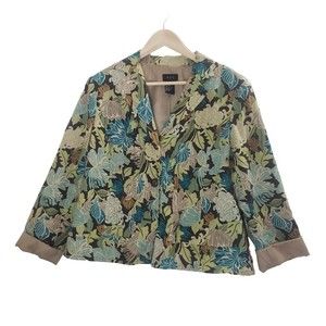 RQT Women's Blazer - Multi Color Floral - Linen Rayon Blend - Size 14